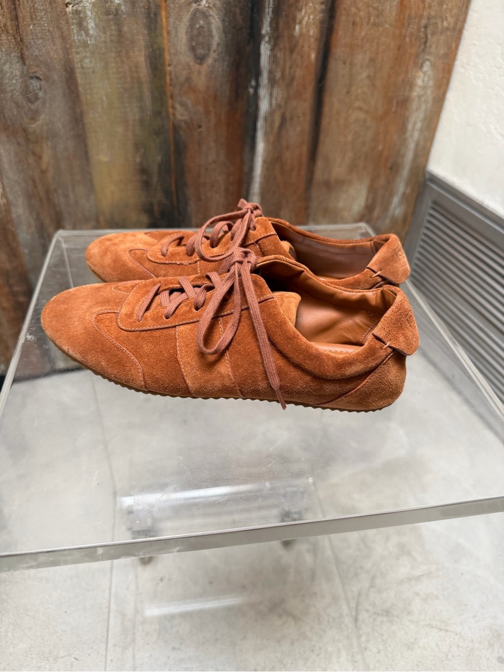 Reformation Terra Suede Lace-Up Sneakers — Chestnut Brown size 8.5 - Picture 11 of 13